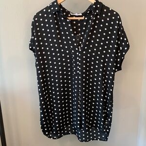 Black & White Polka Dot Short Sleeved Blouse With A Relaxed Fit